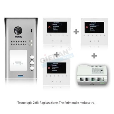 Kit Videocitofono 3 Appartamenti Con Pulsantiera 3 Monitor - Foto 11