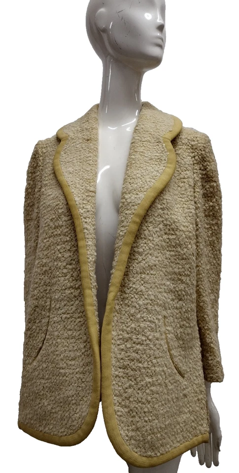 Chaqueta Lilli Ann Dandy Años 60 LONDRES TEJIDO Caniche Lana Mediados de Siglo Mod Cuadrada Grande  Foto 2 de 4