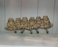 Frog Toad Heavy Cast Metal Multi Hook Coats Keys Leashes Grumpy Happy Frogs