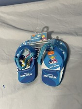 BABY SHARK Nickelodeon Flip Flops Boys 5-6 Sandals Blue Yellow Beach Pool Kids