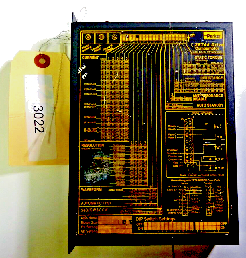 PARTS OR REPAIR PARKER ZETA4 DRIVE COMPUMOTOR 1.8 STEP MOTOR ASSEMBLY