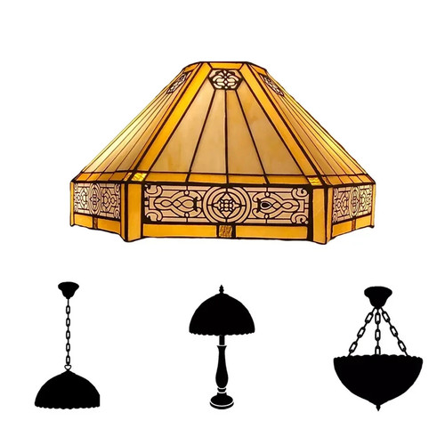 Hexagon Tiffany style Stained Glass 16-inch Shade For Table/Ceiling Pendant