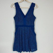 Free People Lovely in Lace Blue Sleeveless Mini Dress S