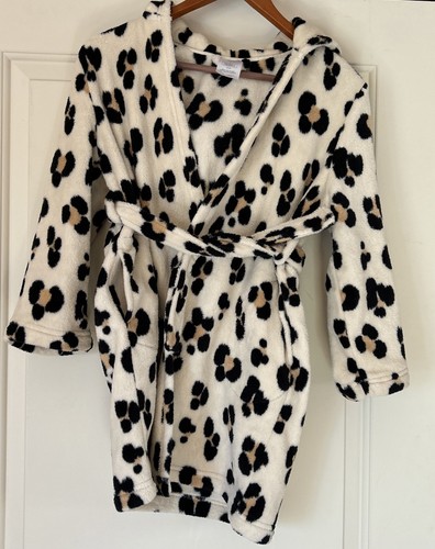 Gap Kinder Mädchen superweicher Morgenmantel mit Kapuze, Gürtel und Taschen Leopard Größe 8