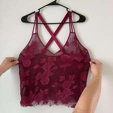 Vintage Angelique sheer top with Floral Details Reddish Medium