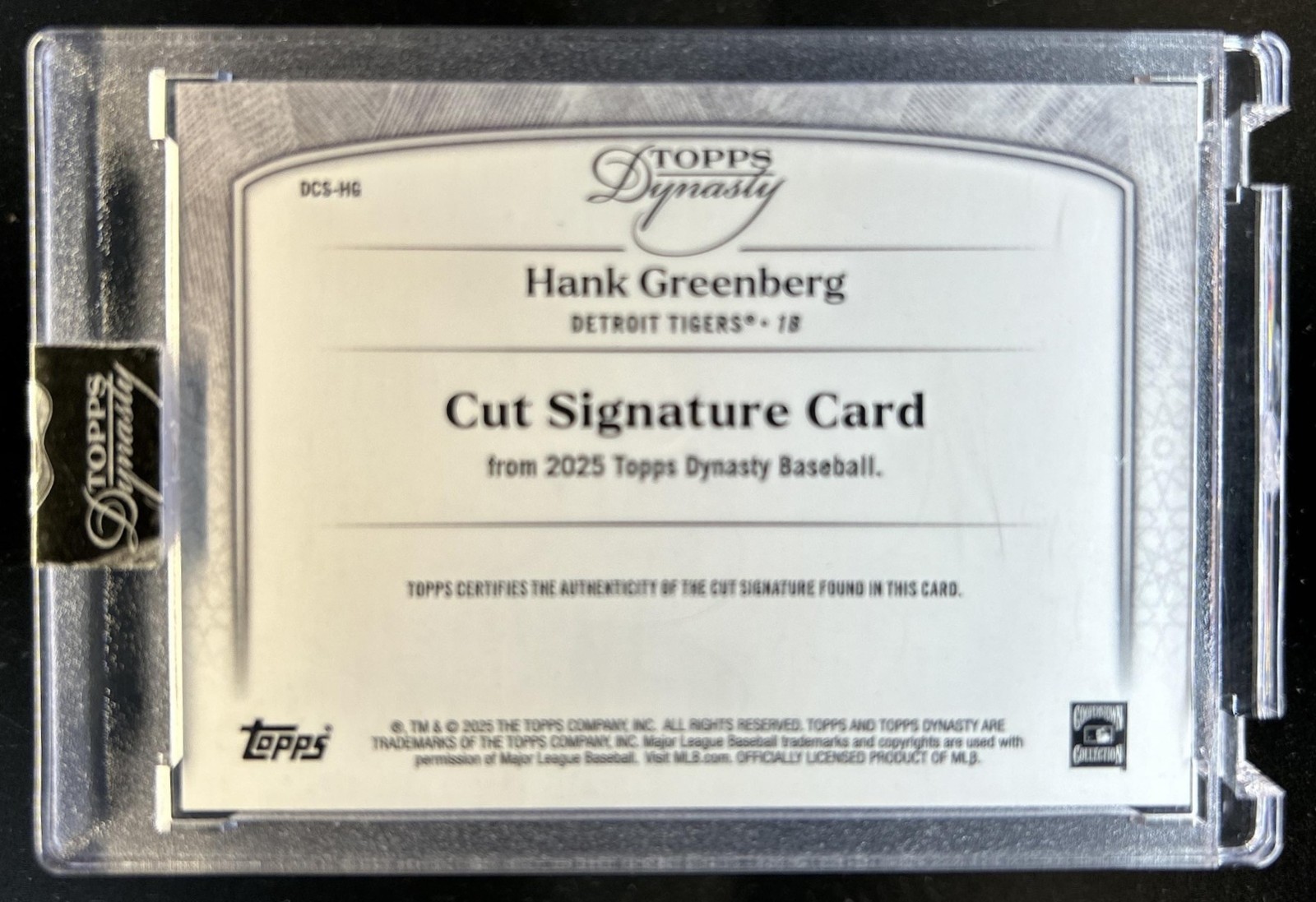 2025 Topps Dynasty Hank Greenberg Cut Signatures Auto Autograph #1/1 Tigers view 2