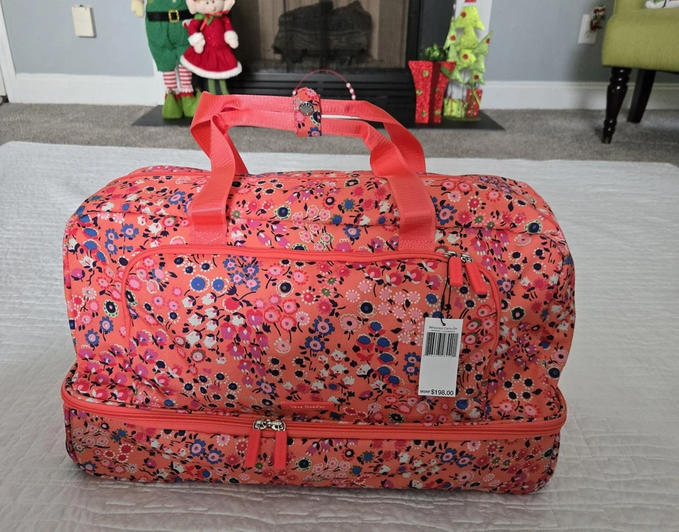 NWT Vera Bradley Wheeled Carry-On Duffel Bag – Coral Meadow MSRP $198 - Image 3 of 4