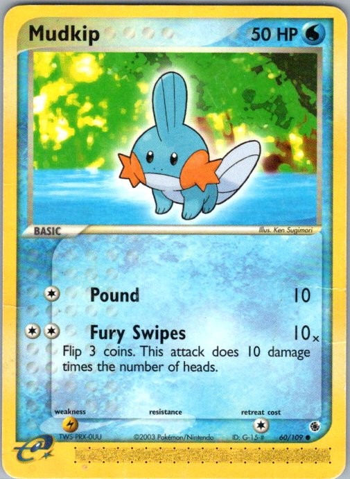 Mudkip - 60/109 Common Ruby and Sapphire DAMAGED CREASED
