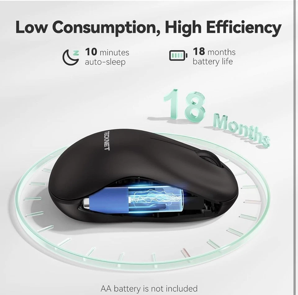 TECKNET Small Wireless Mouse - 2.4G Ergonomic Portable - black - Image 4 of 4