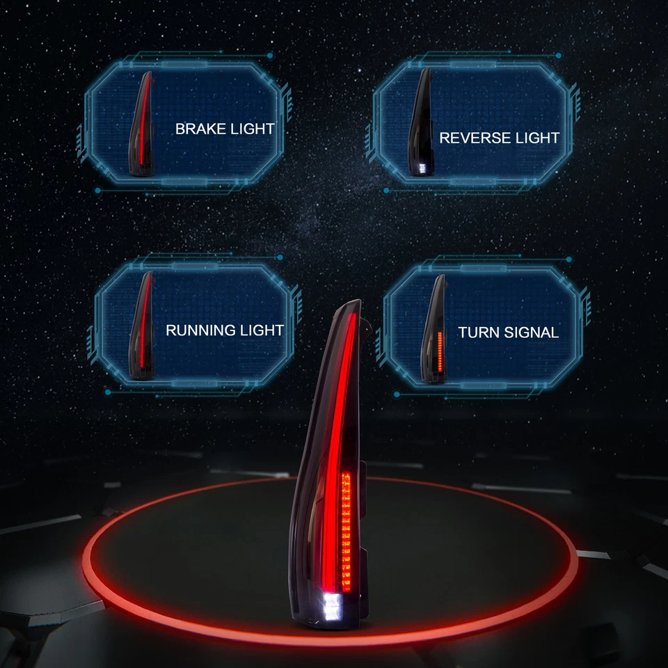 2*VLAND Full LED Rear Tail Lights For 2007-14 Cadillac Escalade/ESV w/Sequential - Image 2 of 4