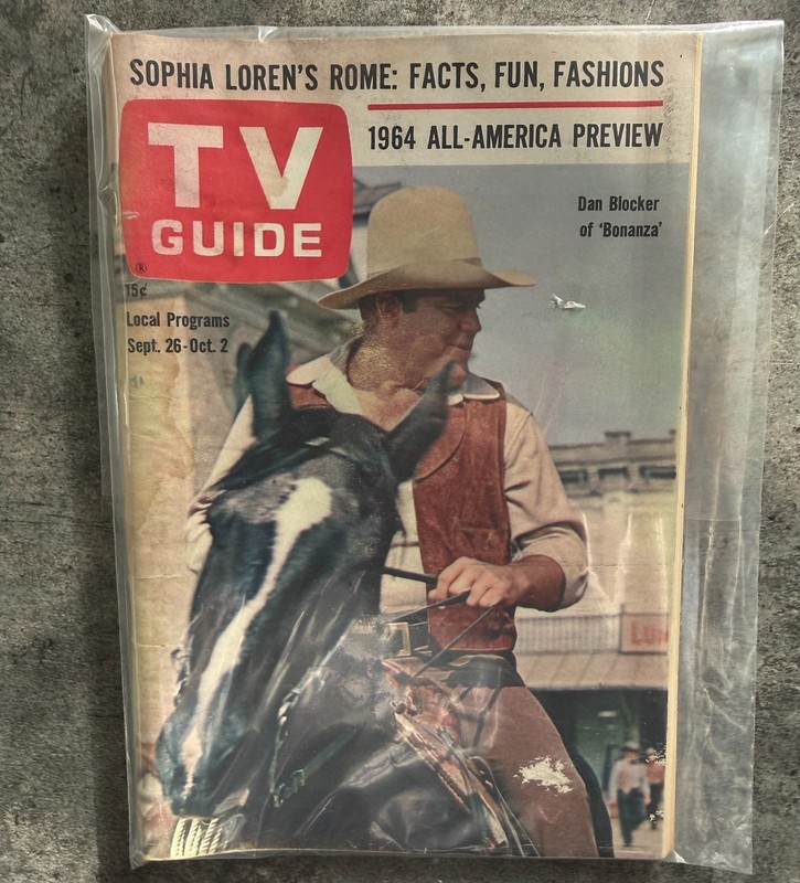 1964 Sept 26 TV GUIDE Magazine  "Bonanza" Dan Blocker 
