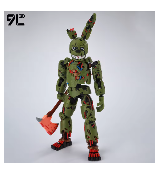 FNAF Springtrap Freddy Fazbear 3D Printed Action Figure Collectible Toy