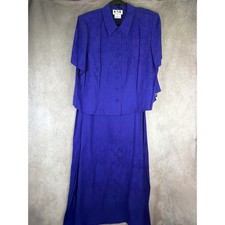 NWT VTG 90s KSL Karin Stevens 2 Piece Skirt Suit Set Womens 20 Purple Floral