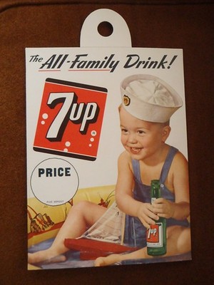 1960s VTG. 7-UP Store Display SIGN Seven Up SAILER BOY 12'' X 16'' DIE CUT CHILD