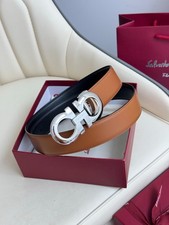 Salvatore Ferragamo Men's Gancini Brown/Black Reversible Belt Silvery Buckle