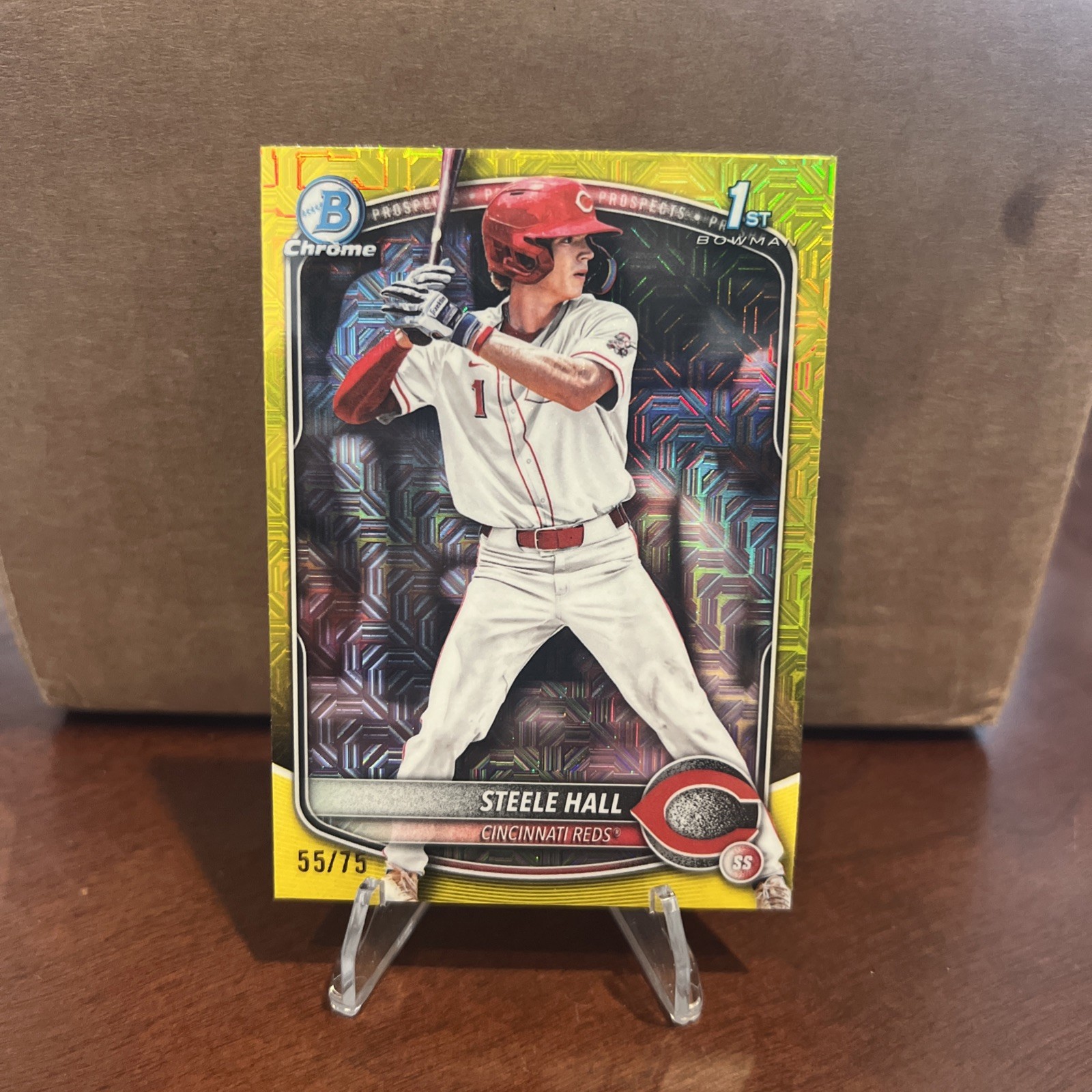 Steele Hall 2025 Bowman Draft Mega Box Gold Mojo Refractor /50 #BDC-20 - Reds