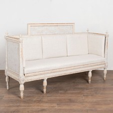Early 19th Century White Swedish Gustavian Bench Settee with Egg and Dart Carvin