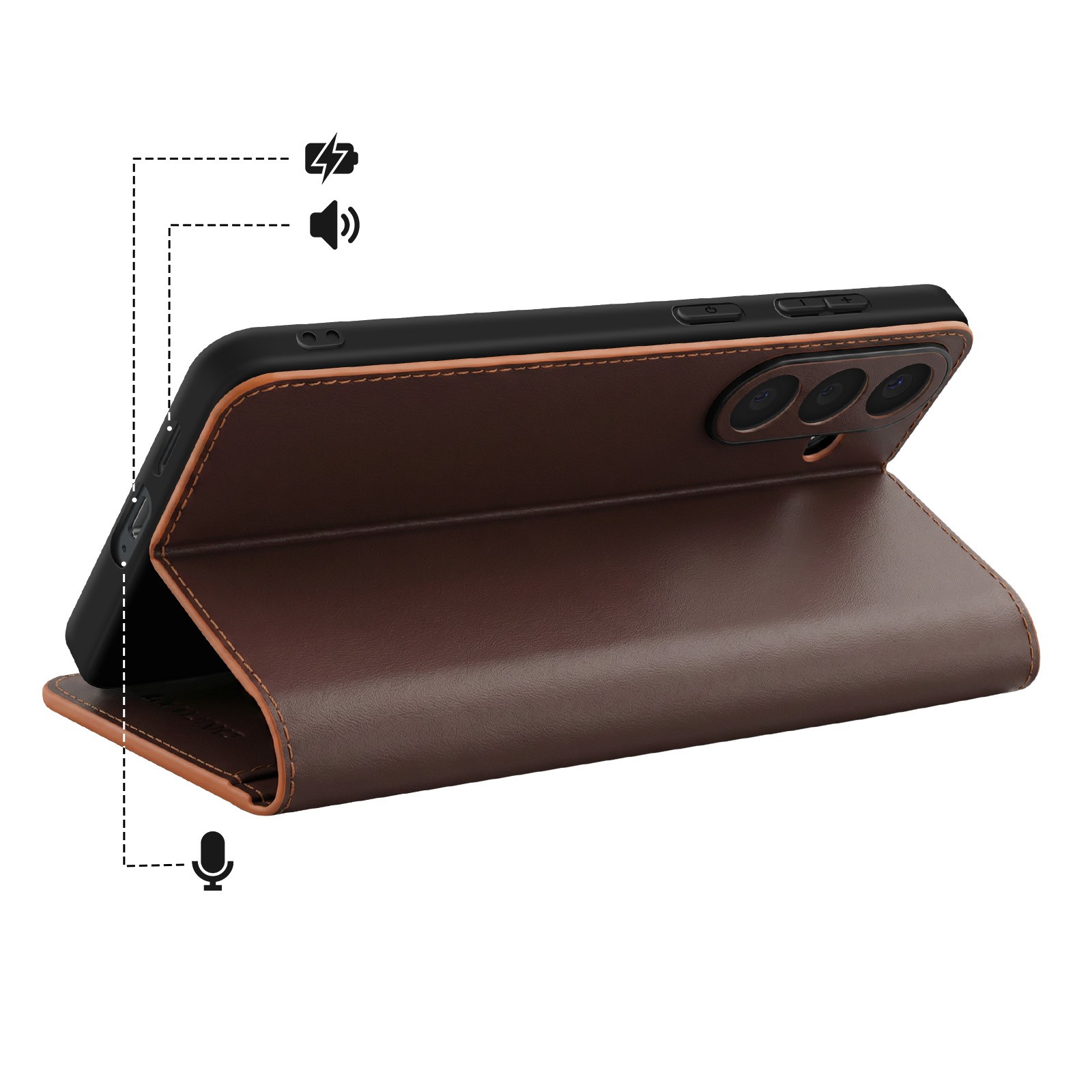 Housse portefeuille Galaxy S26 Plus marron avec support vidéo intégré - 4