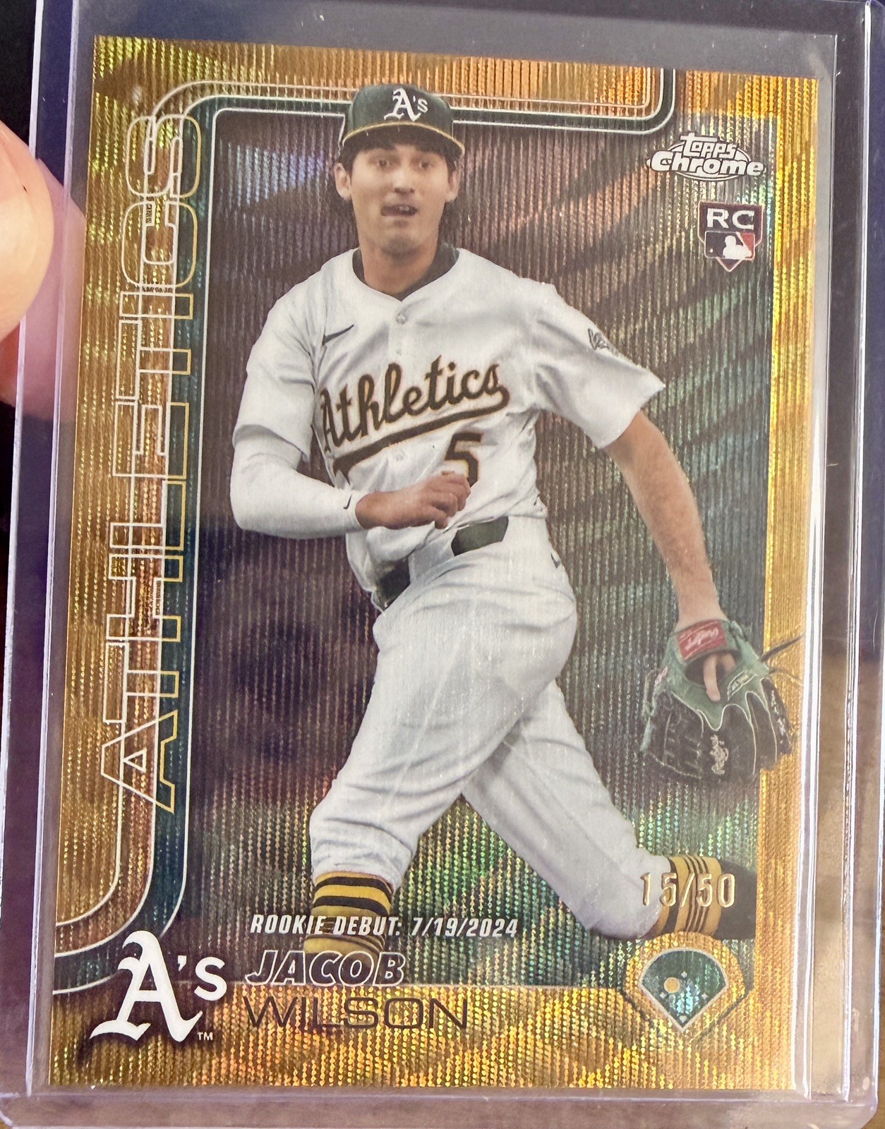 2025 Topps Chrome Update Jacob Wilson RC Gold Wave Refractor #/50 USC150 A’s 🔥