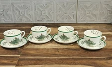 Spode Christmas Tree Cup & Saucer Set of 4 – Excellent Condition, Free Shipping