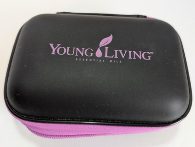 Young Living Essential Oil Hard Travel Case Zip Around Black & Pink Holds 10