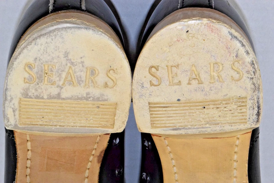 Zapatos de Bowling Sears Vintage Talla 10 Años 60 Cuero Negro Envejecido Brillante Hechos en EE. UU. Foto 2 de 4