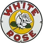 VINTAGE WHITE ROSE GASOLINE PORCELAIN SIGN GAS STATION PUMP PLATE MOTOR OIL