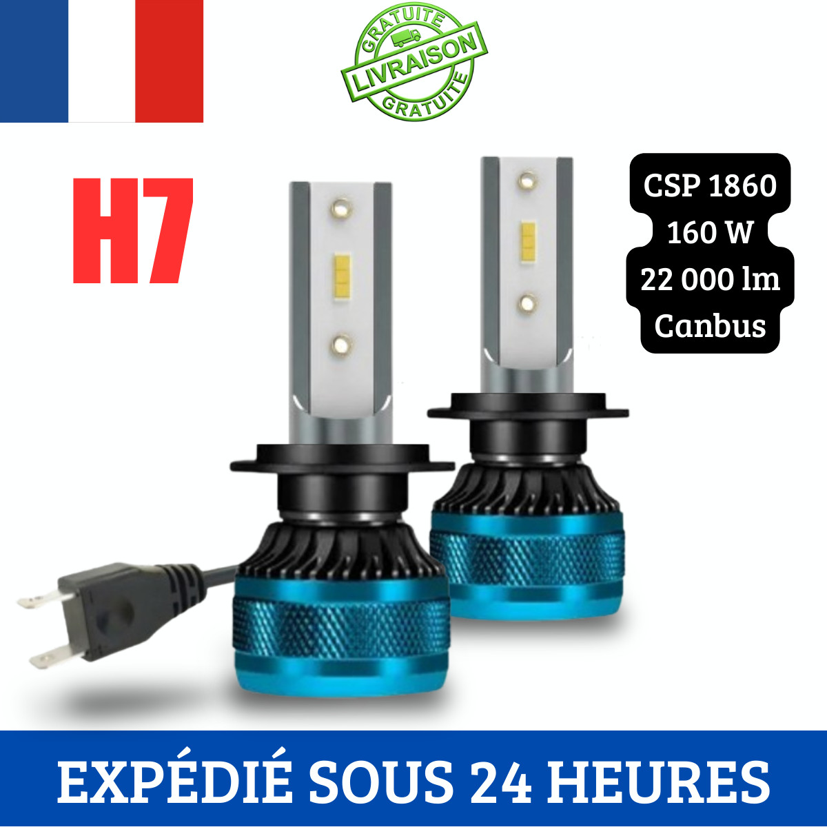 Ampoules LED H7 Canbus évitant les erreurs de tableau de bord