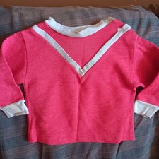Vintage Baby Space Shirt Boys 12M Pink 70s Long-Sleeve Knit Button Shoulder