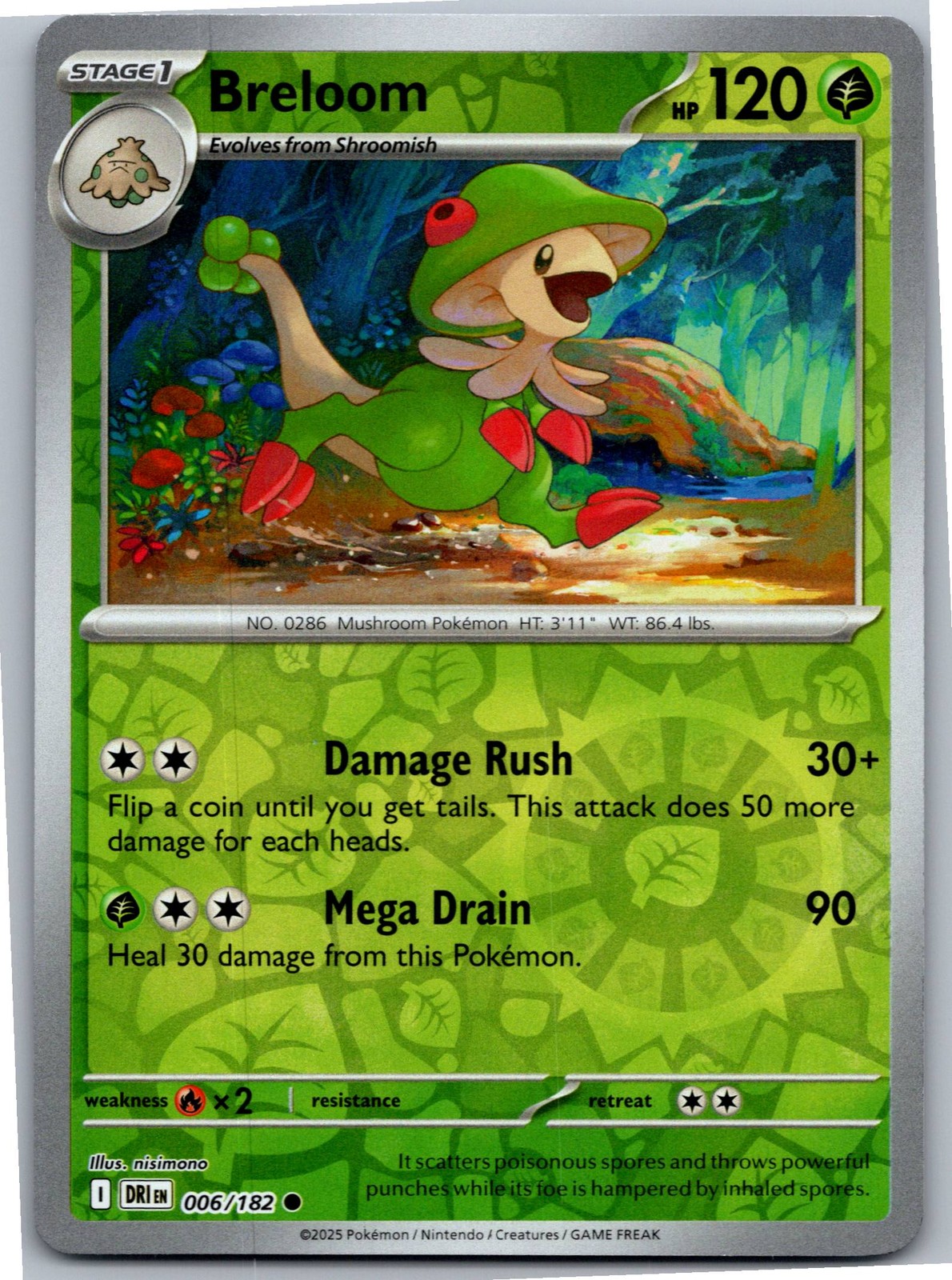 Breloom - SV10: Destined Rivals 006/182 - Common - NM Pokémon TCG