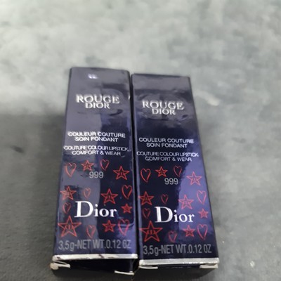Dior ROUGE Dior Lippenstift 999 BLOOM 3,2g Brandneu x2 in Box 