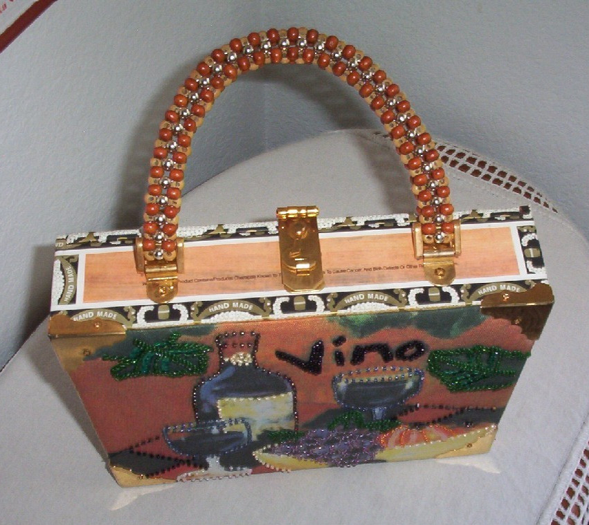 Vintage Wood Cigar Box Handbag /Purse Vino View 2