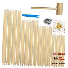 16 Pcs Needlepoint Stretcher Bars for Needlework, Wooden Canvas Natural-16pcs