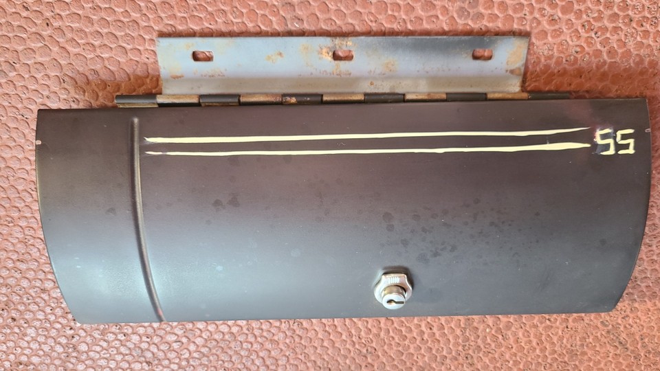 1953 1954 Chevy Belair 210 150 Dash Emblem Chrome Script CHEVROLET Glove Box