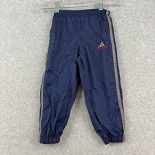 Vintage 90s Y2K Adidas Navy Pants Kids boys Small Tapered Blue Red Windbreaker