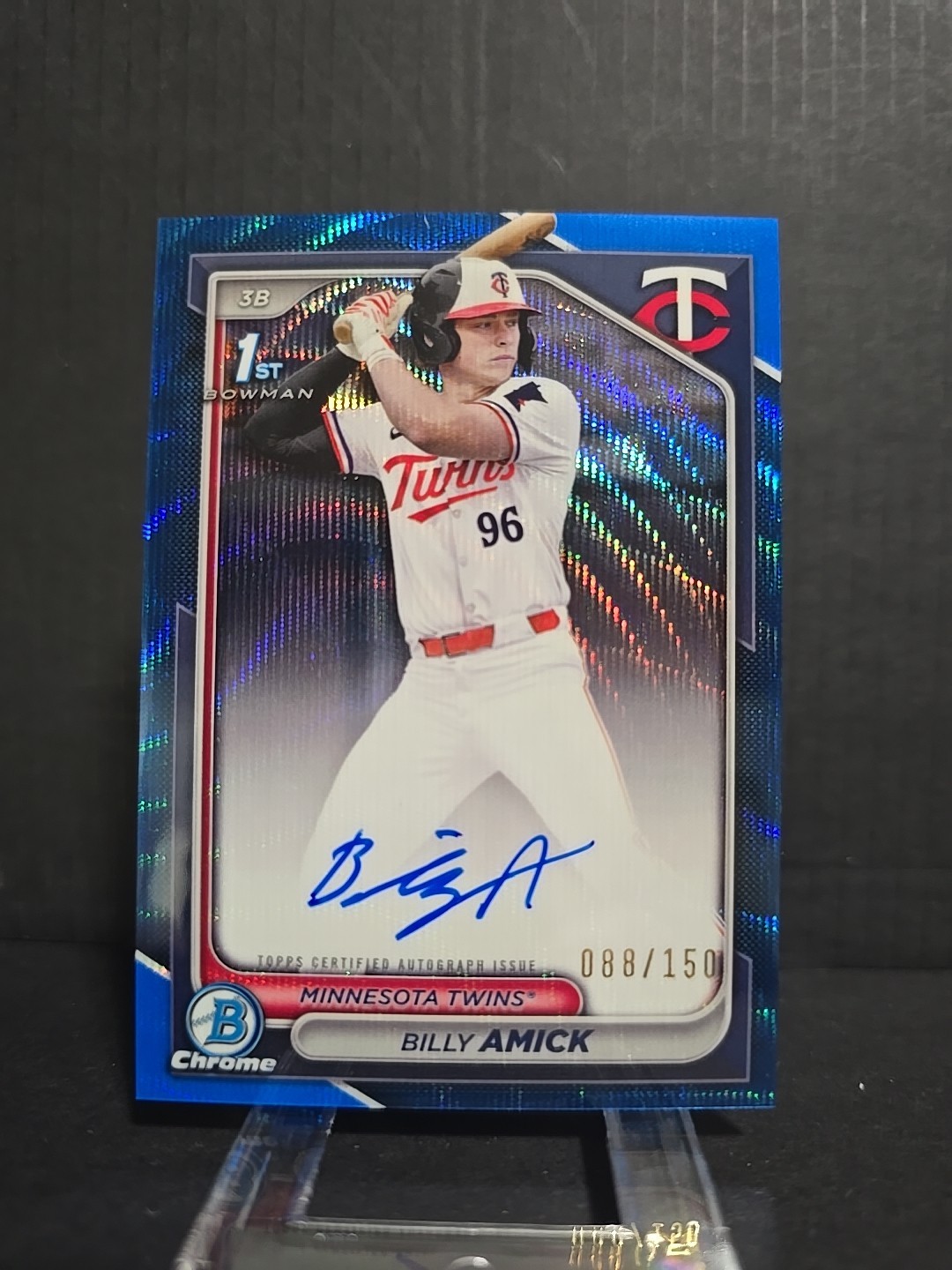 2024 Bowman Draft - Chrome Prospect Autographs Billy Amick CPA-BA Blue Wave /150