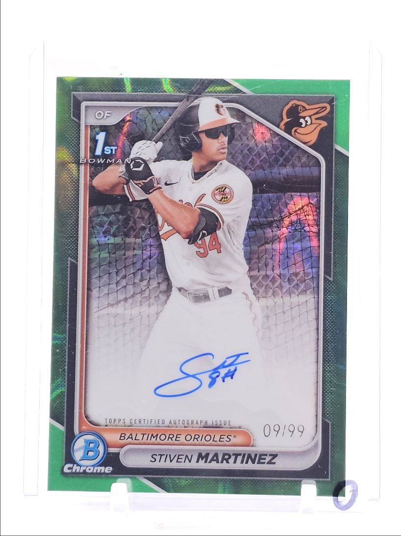 STIVEN MARTINEZ 2024 BOWMAN CHROME 1ST GREEN LAVA ORIOLES AUTO /99 Q0114