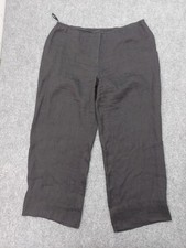 Eileen Fisher Pants Womens Large Black Linen Zip Up Wide Leg Beach Flowy