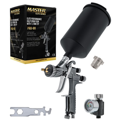 #ad #ad Master Elite HVLP Touch Up Spray Gun 1.3mm Tip Air Pressure Regulator Detail $179.99