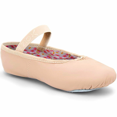 Capezio girl s Pink Leather Ballet Shoes Full Sole Elastic Strap MPN 205C
