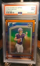 2024 Donruss Optic J J McCarthy Orange /249  Psa 9