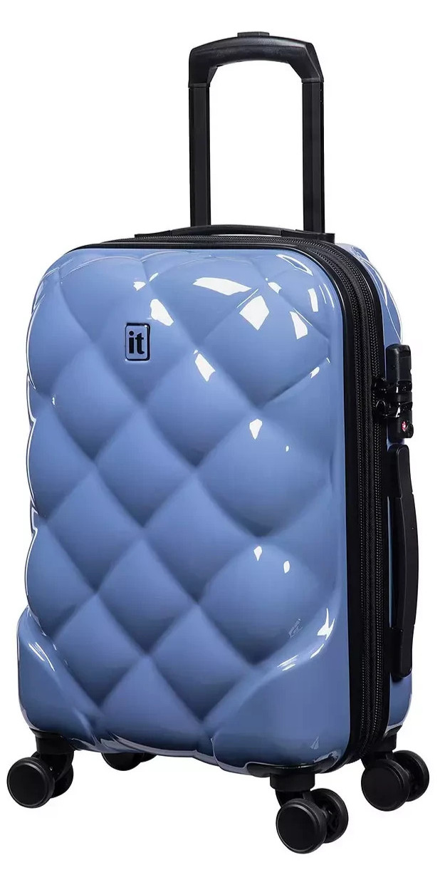 It Luggage Metalik St Tropez Trois Expandable Small 54cm 8 Wheel Suitcase Blue