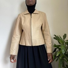 Creamy Vanilla Genuine Leather Y2K Jacket - XL
