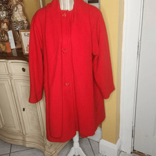 Larry Levine wool blend red long coat womens ...