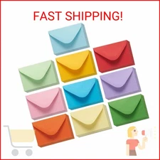 100 Assorted Color Envelopes for Cash Cards - Small Envelope with Gummed Seal, 1
