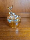 Vintage Jeanette Carnival Glass Covered Terrier Candy Trinket Power Bowl Dog