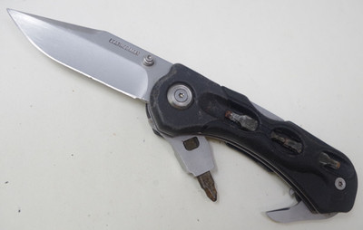 Black Leatherman K502X Plain-Edge Crater Multi-Tool Pocket Knife - Gun Show