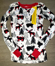 the PLACE boys size 7 NEW CHRISTMAS PAJAMA SLEEPWEAR TOP MOOSE BEAR TREES cute 