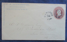 1887 Marengo Iowa Cancel Cover W.A. Ackerman Coin Dealer