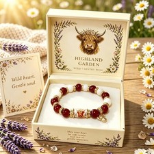 Highland Cow Beaded Bracelet Scottish Scotland gift for women with Box